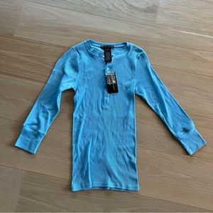 ralph lauren black label 1/4 button top NWT $125 blue size medium